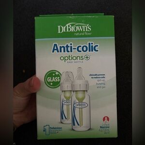 Dr Brown’s Anti-Colic Options+ Glass Baby Bottle 4oz  (2-Pack)